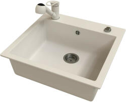 Gránit mosogató EOS Como + Kihúzható zuhanyfejes Shower csaptelep + dugókiemelő + szifon (fehér)