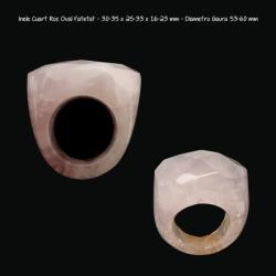  Inele Cuart Roz Oval Fatetat - Diametru Gaura 53-60 mm