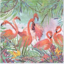 Szalvéta Flamingók virágok között (ro_SZ0320-340111)