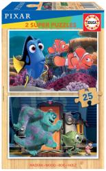 Educa Puzzle din lemn Pixar Disney Educa 2x25 piese (EDU18597) Puzzle