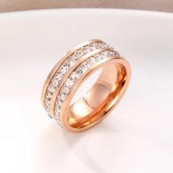 Ékszerkirály Női eljegyzési gyűrű nemesacélból, kristályos, rosegold, 10-es méret (32963243713_11)