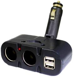 AVC Adapter szivargyújtó kettes elosztó USB aljzat dönthető fejjel (36773)