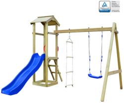 vidaXL Fa játszóházkészlet csúszdával létrákkal hintával 242x237x218cm (275437)