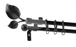  Szellő fekete 2 rudas fém karnis szett