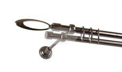  Omikron onyx színű 2 rudas fém karnis szett csöndesgyűrűs (19 mm)