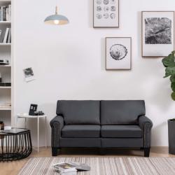 vidaXL Canapea cu 2 locuri, gri închis, material textil (287151) Canapea