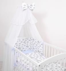 BabyLion 5 részes ágyneműhuzat szett - Kék - Szürke felhők