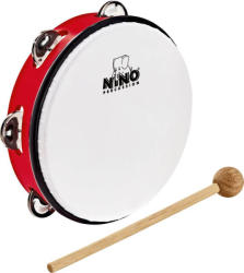 Nino Percussion NINO51R abs tamburin, egysoros, piros, nikkel/ezüst csengők