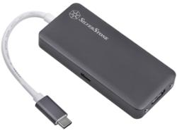 SilverStone Adaptor Silverstone EP14 de la USB 3.1 Type-C la 3x USB 3.1 Gen 1 Type A, 1x HDMI, 1x USB Type-C PD, Charcoal, SST-EP14C