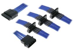 BitFenix Cablu adaptor BitFenix Alchemy 4-pini Molex la 4x SATA, 20cm, albastru, BFA-MSC-M4SA20BK-RP