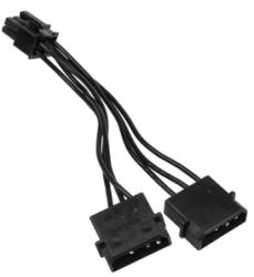 Cablu adaptor alimentare PCIe OEM de la 2x Molex 4-pini la 6-pini PCIe, 10cm, Black