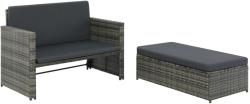 vidaXL Set mobilier de grădină cu perne, 2 piese, gri, poliratan (44483)