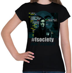 printfashion mr robot-fsociety - Női póló - Fekete (2571710)