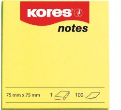 Kores Notite autoadezive Kores, 75 x 75 mm, 100 file/bucata, galben - Pret/buc (KS879043)