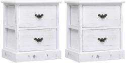 vidaXL Noptiere, 2 buc. , alb, 38 x 28 x 45 cm, lemn de paulownia (284061)