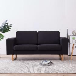 vidaXL Canapea cu 2 locuri, negru, material textil (281389) Canapea