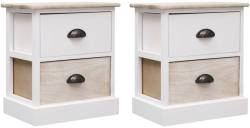 vidaXL Noptiere, 2 buc. , alb & natural, 38x28x45 cm, lemn paulownia (284057) - vidaxl