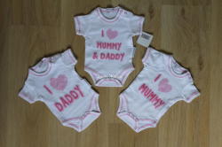 Nursery time Комплект 3 бодита I love. . . , 0м, 0/3м, 3/6м /за момиче/