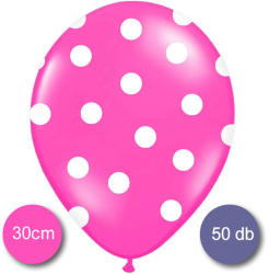 PartyDeco S. r. o Pöttyös léggömb, nagy csomag, 30cm, pink színben, 50 db/cs