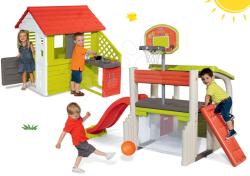 Smoby Set căsuţă Pretty Nature Smoby cu bucătărie de vară şi cu geam, centru de joacă Fun Center de la 24 luni (SM810713-23) Casuta pentru copii
