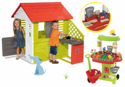 Smoby Set căsuță Pretty Nature Smoby cu bucătărie de vară și tarabă Bio pentru legume (SM810713-19) Casuta pentru copii