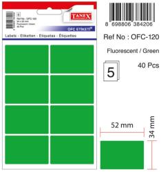 Etichete autoadezive color, 34 x 52 mm, 40 buc/set, Tanex - verde fluorescent (TX-OFC-120-FGR)