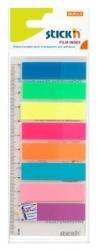  Stick index plastic transp. color 45 x 12 mm, 8 x 25 file/set + rigla, Stick"n - 8 culori neon (HO-21345)