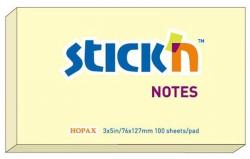 Notes autoadeziv 76 x 127 mm, 100 file, Stick"n - galben pastel (HO-21009)