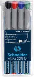Schneider Universal non-permanent marker SCHNEIDER Maxx 225 M, varf 1mm, 4 culori/set (S-1218)