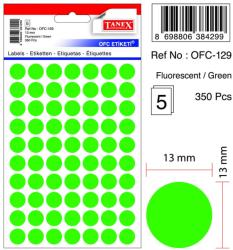  Etichete autoadezive color, D13 mm, 3501 buc/set, Tanex - verde (TX-OFC-129-GR)