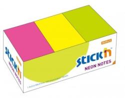 Notes autoadeziv 38 x 51 mm, 12 x 100 file/set, Stick"n - 3 culori neon (HO-21131)