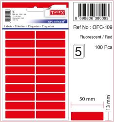  Etichete autoadezive color, 13 x 50 mm, 100 buc/set, Tanex - rosu fluorescent (TX-OFC-109-FRE)