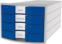 HAN Suport plastic cu 4 sertare pt. documente, HAN Impuls 2.0 - gri deschis - sertare albastre (HA-1012-14) - birotica-asp