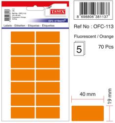 Etichete autoadezive color, 19 x 40 mm, 70 buc/set, Tanex - orange fluorescent (TX-OFC-113-FOG)
