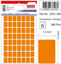 Etichete autoadezive color, 12 x 17 mm, 280 buc/set, Tanex - orange fluorescent (TX-OFC-106-FOG)