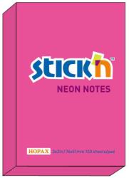 Notes autoadeziv 76 x 51 mm, 100 file, Stick"n - magenta neon (HO-21161)