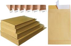  Plic cu burduf, B4, 250 x 353 x 50 mm, kraft, banda silicon, 120 g/mp, 10 bucati/set (KF70131) - birotica-asp