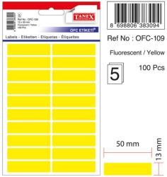 Etichete autoadezive color, 13 x 50 mm, 100 buc/set, Tanex - galben fluorescent (TX-OFC-109-FYE)