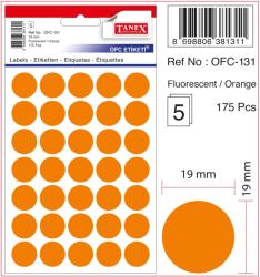 Etichete autoadezive color, D19 mm, 175 buc/set, Tanex -orange (TX-OFC-131-OG)