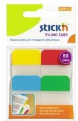 Stick index plastic transp. cu margine color 38 x 25 mm, 4 x 20 file/set, Stick"n - 4 culori neon (HO-21607)