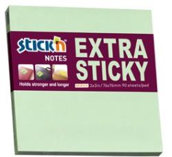 Notes autoadeziv extra-sticky 76 x 76mm, 90 file, Stick"n - verde pastel (HO-21662)