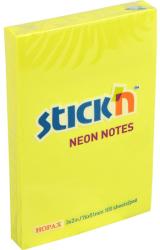  Notes autoadeziv 76 x 51 mm, 100 file, Stick"n - galben neon (HO-21132)
