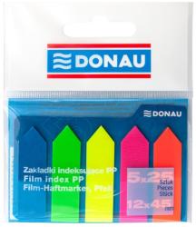 DONAU Index autoadeziv din plastic, Donau, 42x12mm, 5 culori neon, 25 file culoare, sageata (DN100920)