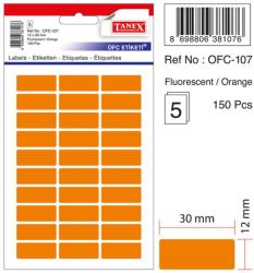 Etichete autoadezive color, 12 x 30 mm, 150 buc/set, TANEX - orange fluorescent (TX-OFC-107-FOG)