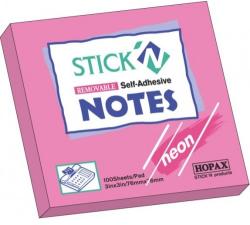 Notes autoadeziv 76 x 76 mm, 100 file, Stick"n - corai neon (HO-21166)