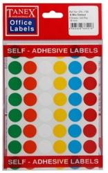 Etichete autoadezive color mix, D16 mm, 240 buc/set, TANEX - culori asortate (TX-OFC-MX130)