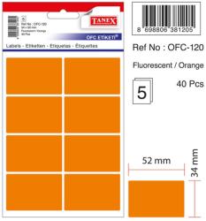 Etichete autoadezive color, 34 x 52 mm, 40 buc/set, TANEX - orange fluorescent (TX-OFC-120-FOG)