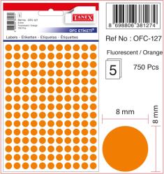 Etichete autoadezive color, D 8 mm - orange (TX-OFC-1027-OG)