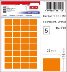 Etichete autoadezive color, 16 x 22 mm, 320 buc/set, Tanex - orange fluorescent (TX-OFC-110-FOG)