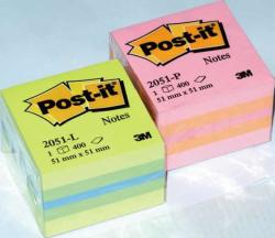 POST-IT Minicub notite adezive, Post-it, galben/verde, 51 x 51 mm, 400 file, 100% PEFC (3M110136) - birotica-asp